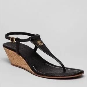Tory Burch Black Wedge Sandals